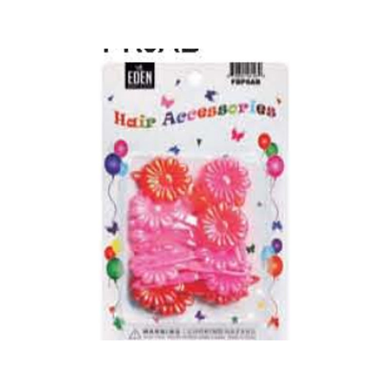 Eden Flower Hair Barrettes – 12 Pack – Pink AB – one 12-piece retail package