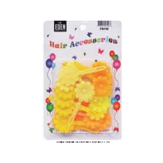 Eden Flower Hair Barrettes – 12 Pack — Yellow & Orange