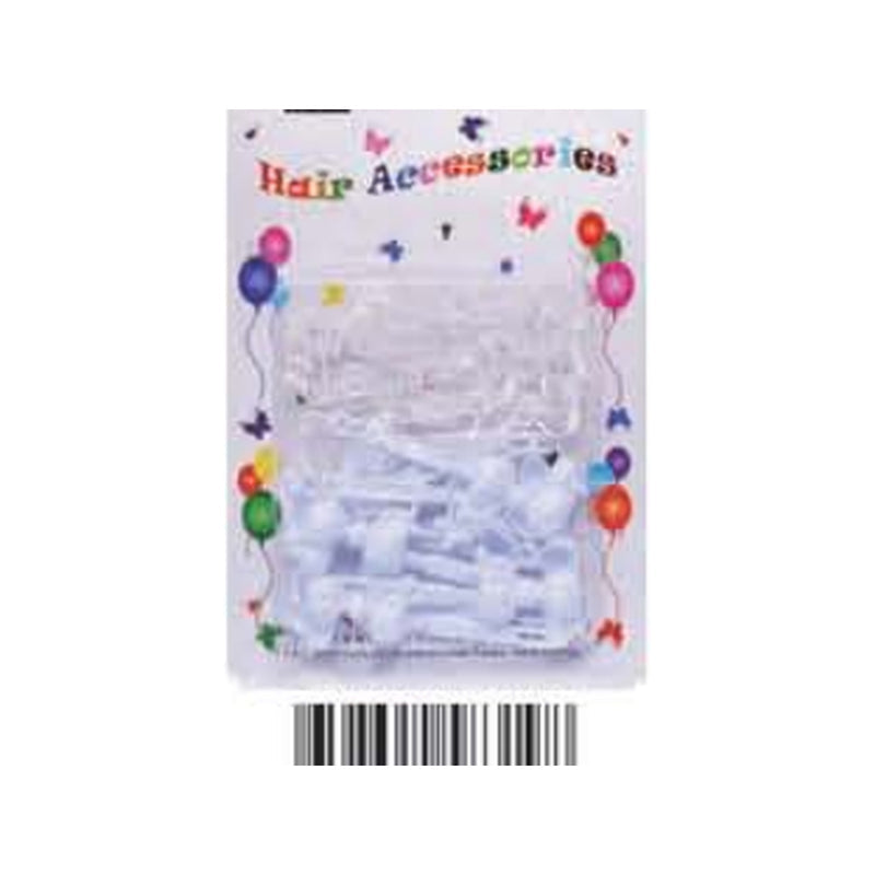 Eden Bow Tie Ribbon Hair Barrettes – 12 Pack – Clear & White – one retail package