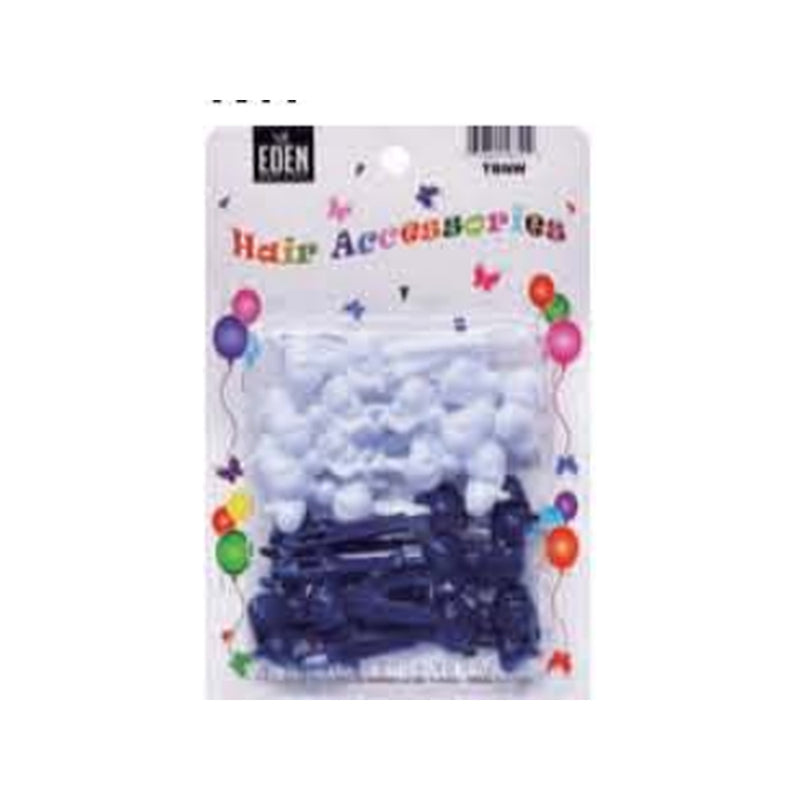 Eden Bow Tie Ribbon Hair Barrettes – 12 Pack – Navy & White – one retail package