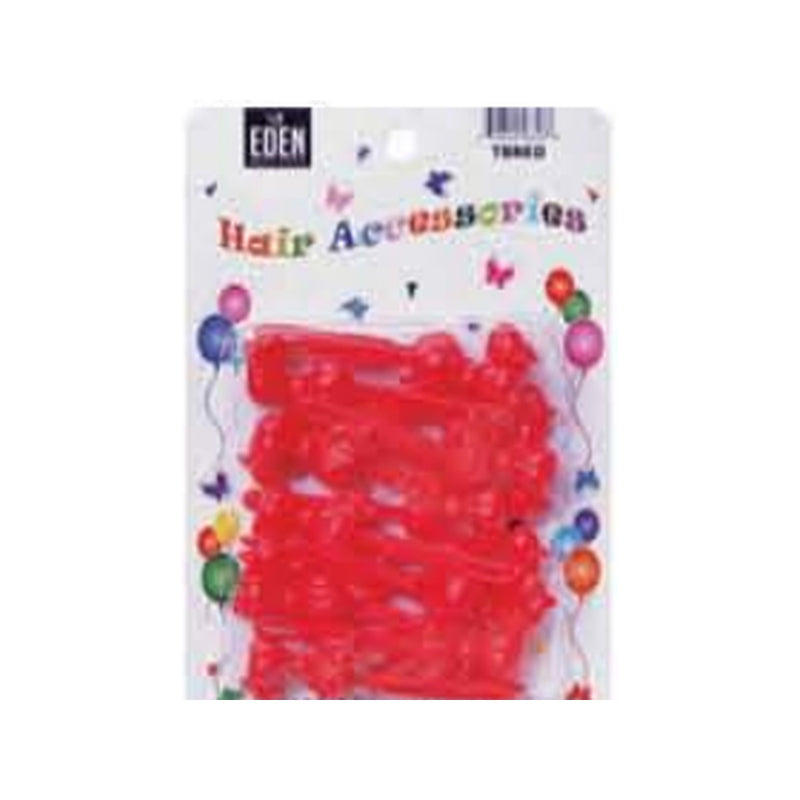 Eden Bow Tie Ribbon Hair Barrettes – 12 Pack – Red – one 12-piece retail package