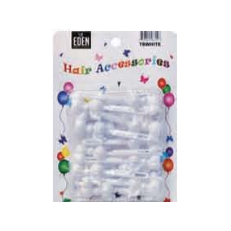 Eden Bow Tie Ribbon Hair Barrettes – 12 Pack – White – one 12-piece retail package