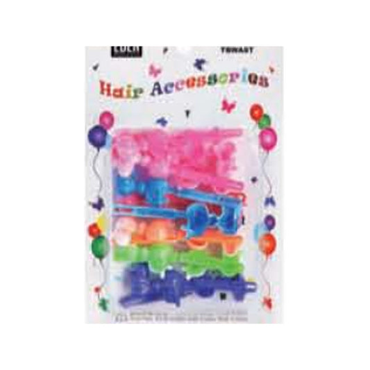 Eden Bow Tie Ribbon Hair Barrettes – 12 Pack — White & Assorted