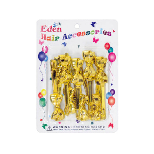 Eden Bow Tie Hair Barrettes – 12 Pack — Gold