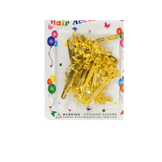 Eden Ribbon Hair Barrettes – 12 Pack — Gold