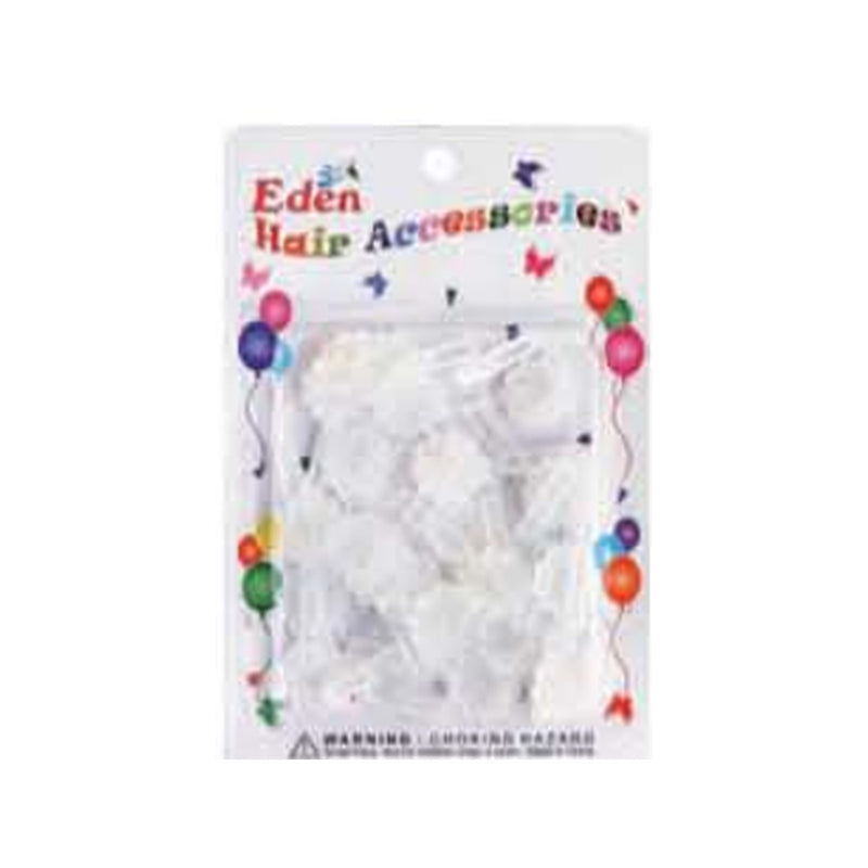 Eden Mini Flower Hair Barrettes – 12 Pack – Clear – one 12-piece retail package