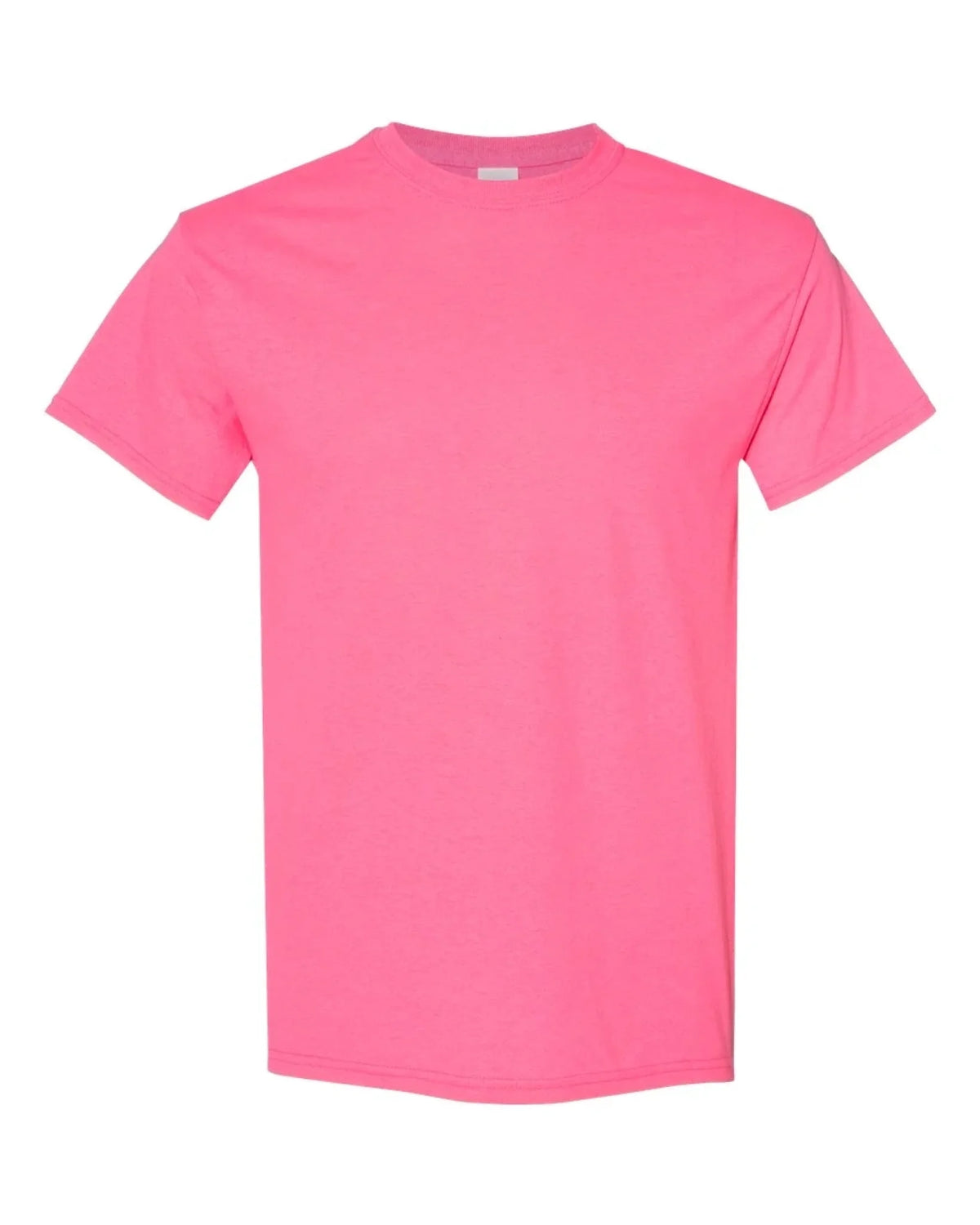Custom Gildan 5000 adult T-shirt in Safety Pink — front