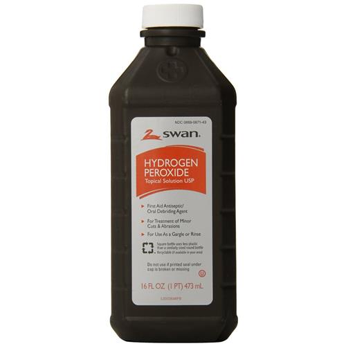 Swan 3% Hydrogen Peroxide Topical Solution 16 fl oz bottle on white background