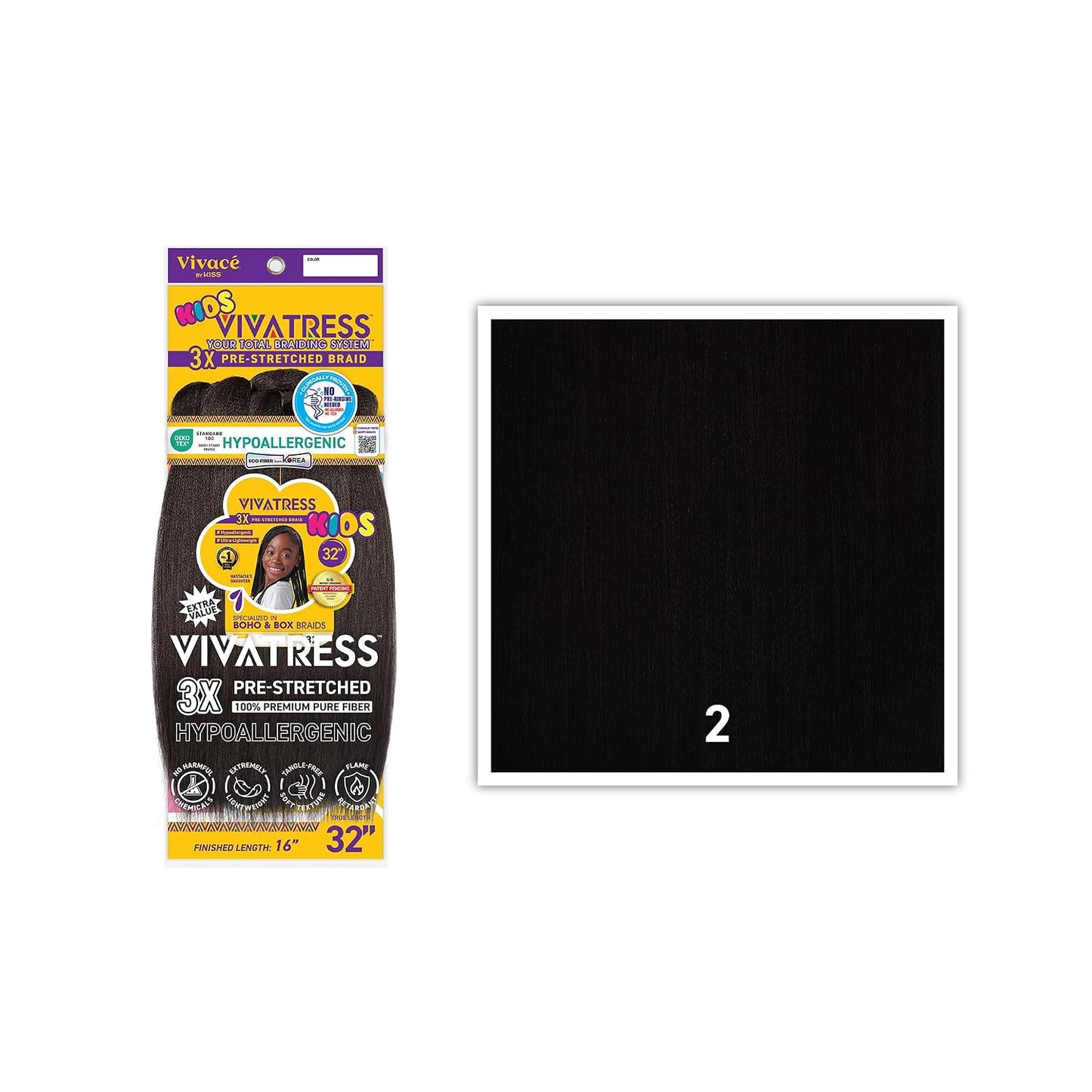 VIVATRESS 3X Kids Pre-Stretched Braiding Hair 32"