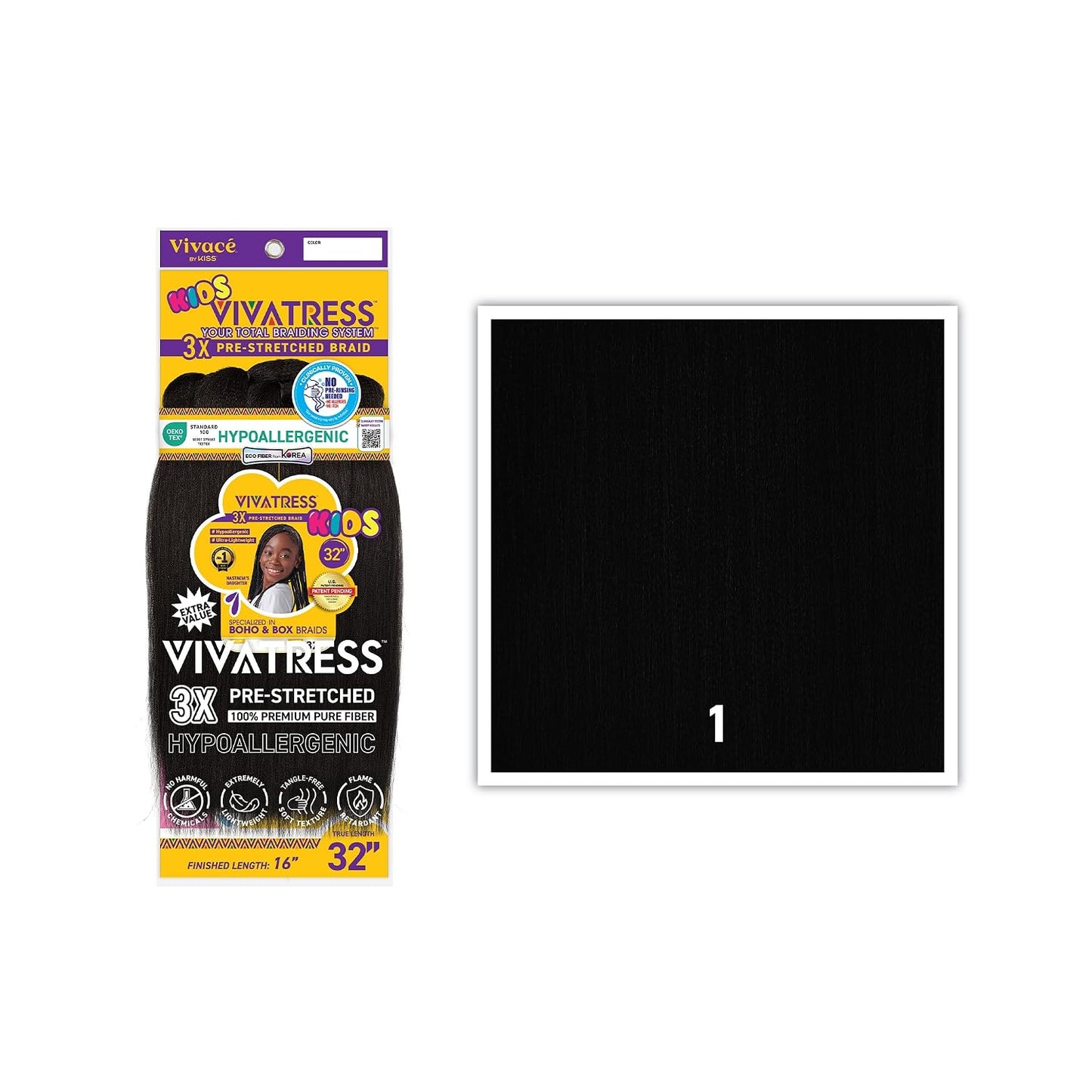 VIVATRESS 3X Kids Pre-Stretched Braiding Hair 32"