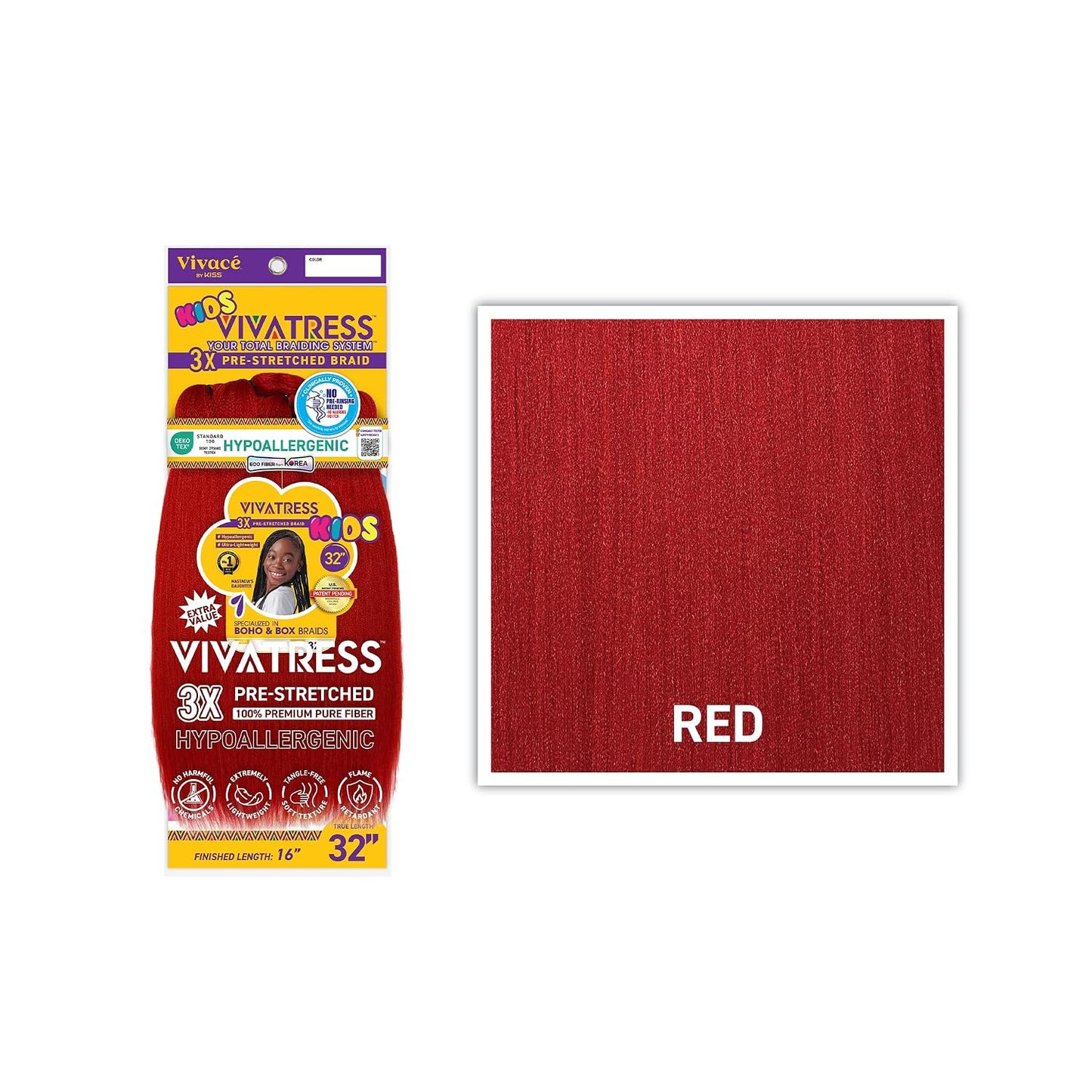 VIVATRESS 3X Kids Pre-Stretched Braiding Hair 32"