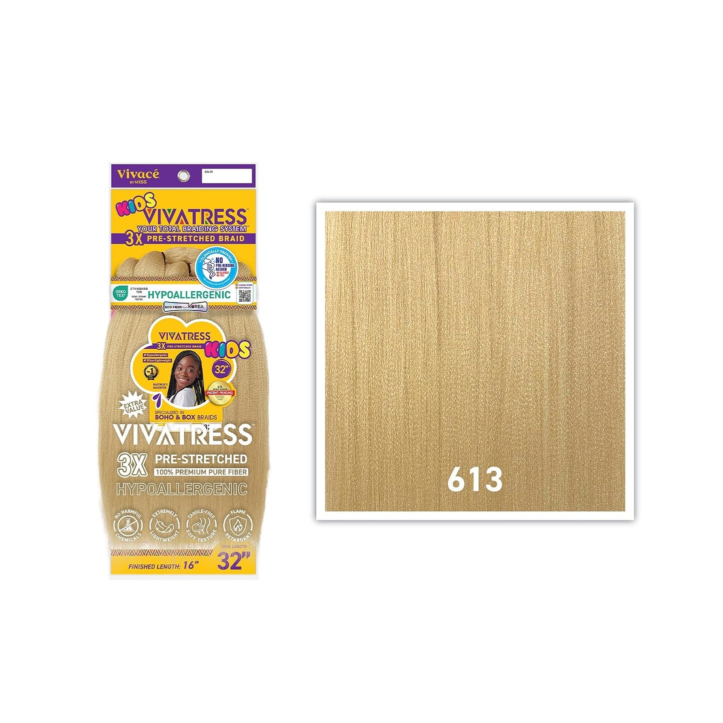 VIVATRESS 3X Kids Pre-Stretched Braiding Hair 32"