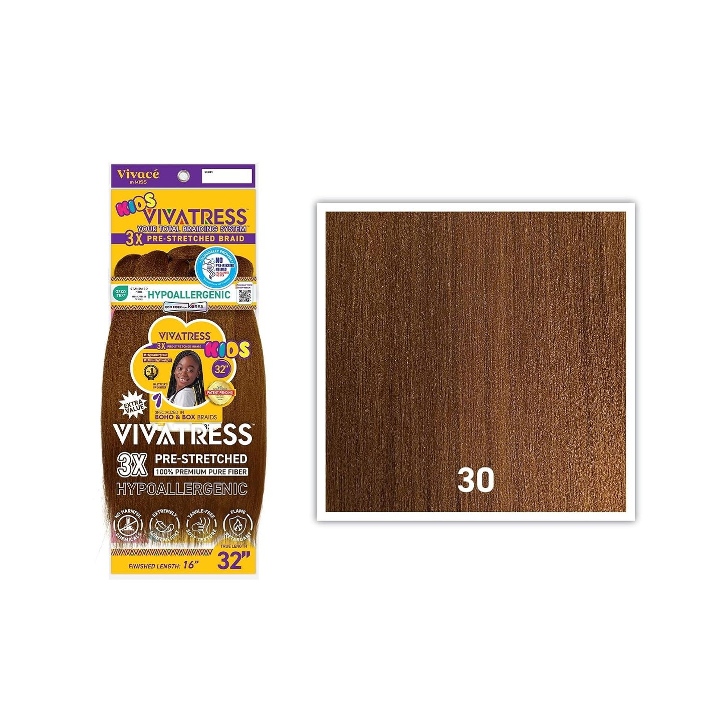 VIVATRESS 3X Kids Pre-Stretched Braiding Hair 32"