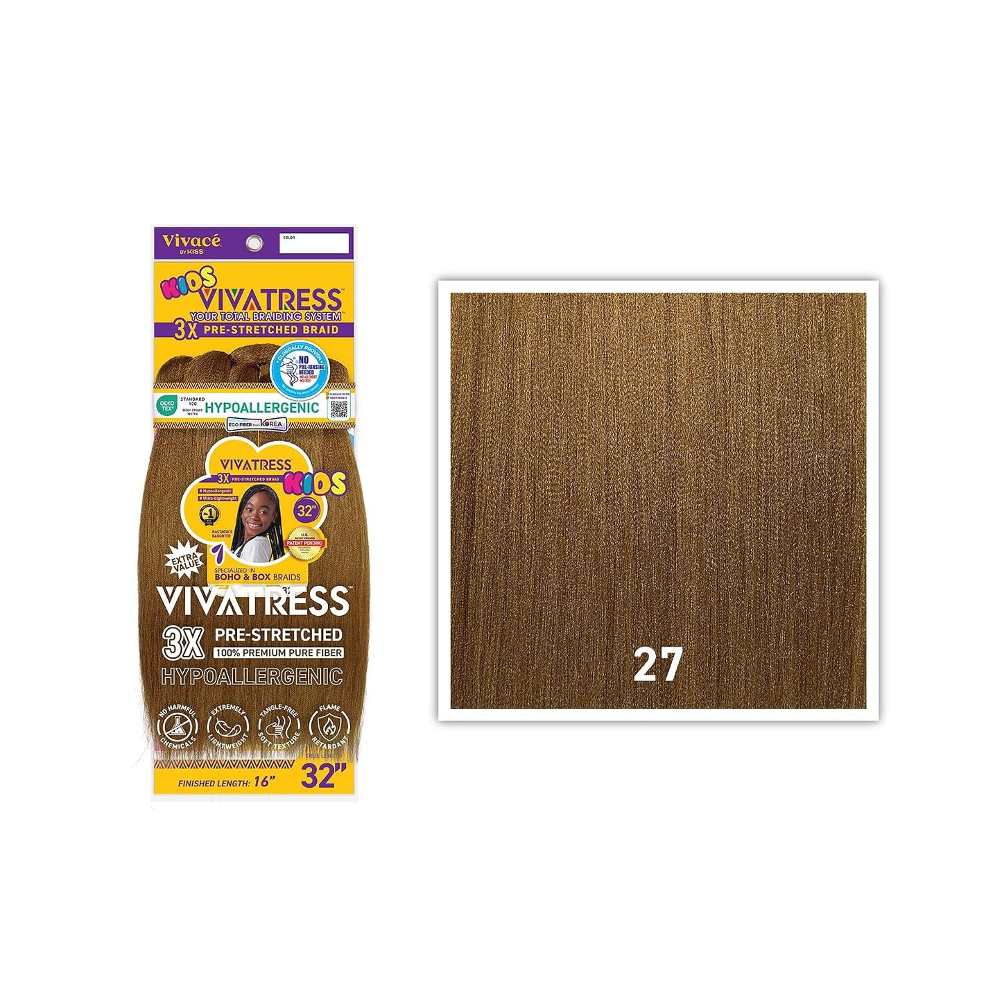 VIVATRESS 3X Kids Pre-Stretched Braiding Hair 32"