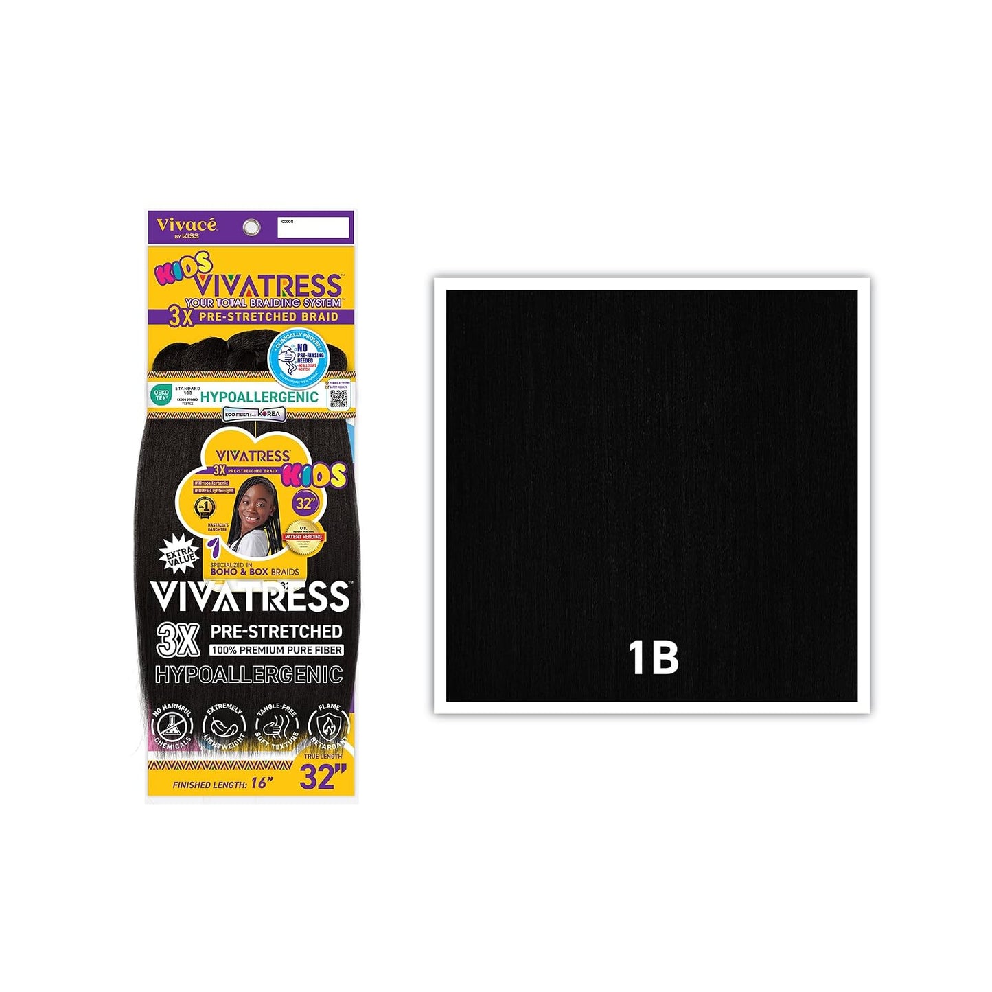 VIVATRESS 3X Kids Pre-Stretched Braiding Hair 32"