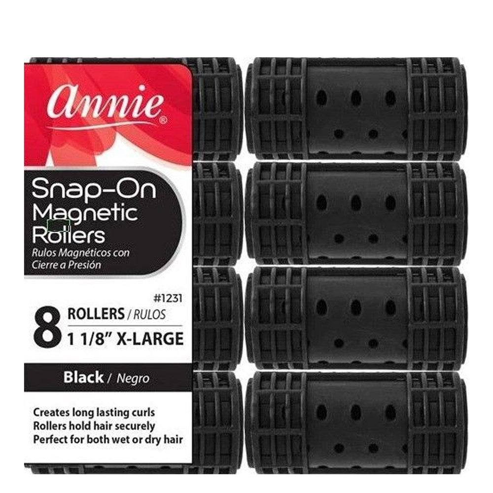 Annie Snap-On Magnetic Rollers - X-Large 1 1/8" - Black - 8 pcs product image