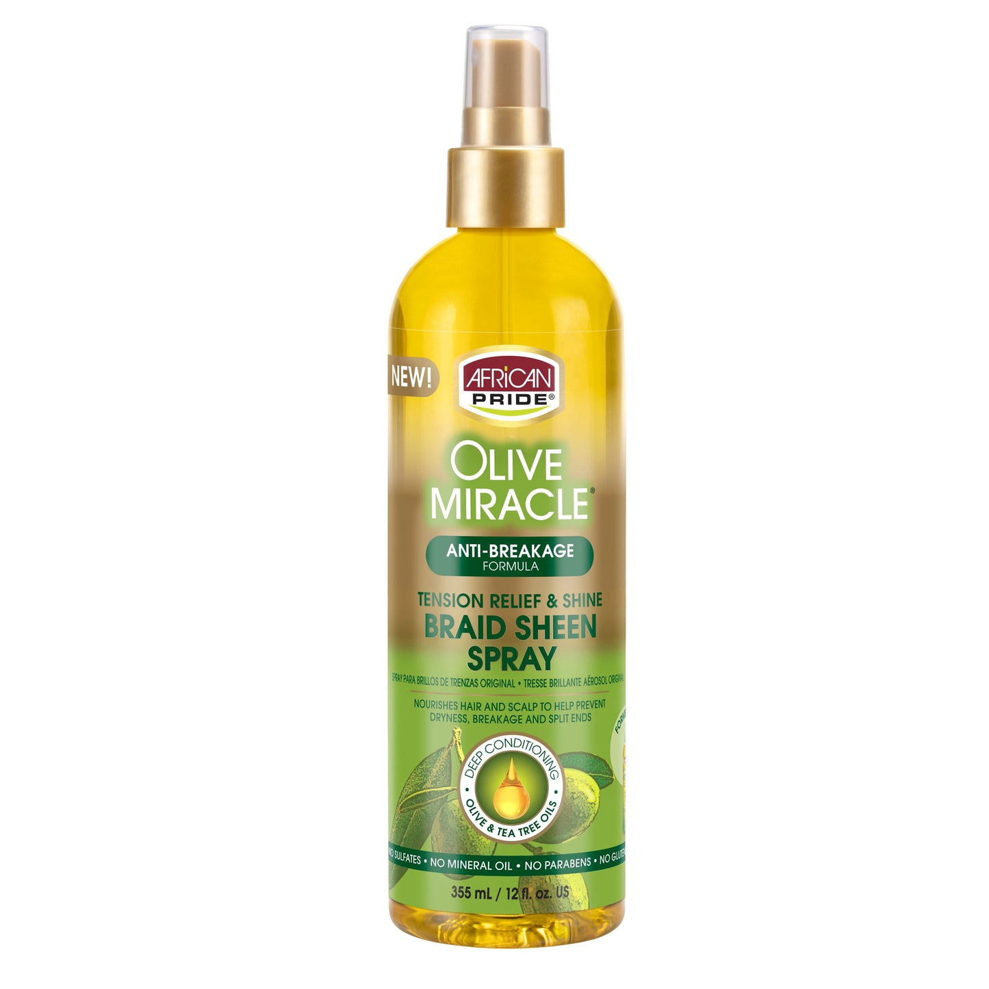 African Pride Olive Miracle Braid Sheen Spray – 12 oz