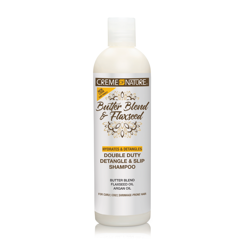 Crème of Nature Butter Blend & Flaxseed Double Duty Detangle & Slip Shampoo – 12 oz product image