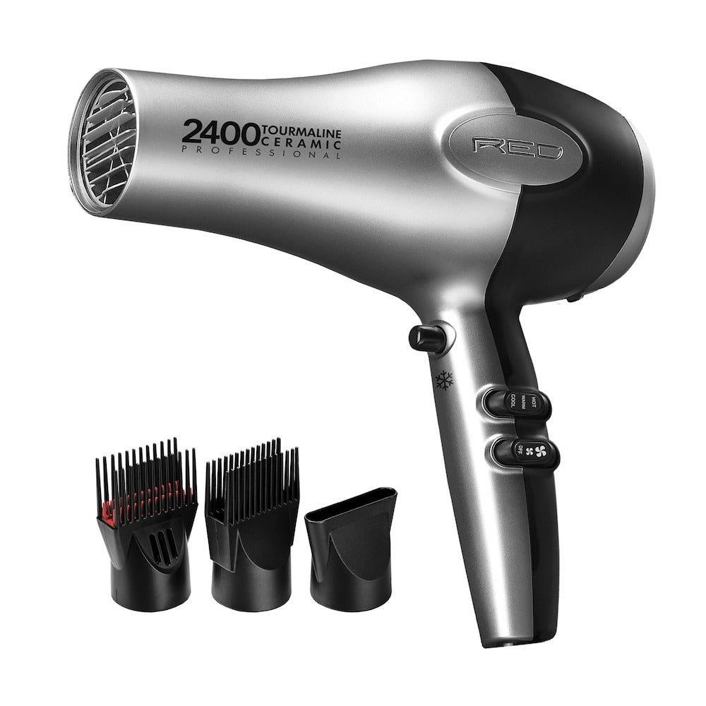 RED PRO 2400 Tourmaline Ceramic Hair Dryer – Default Title – one unit with included attachments