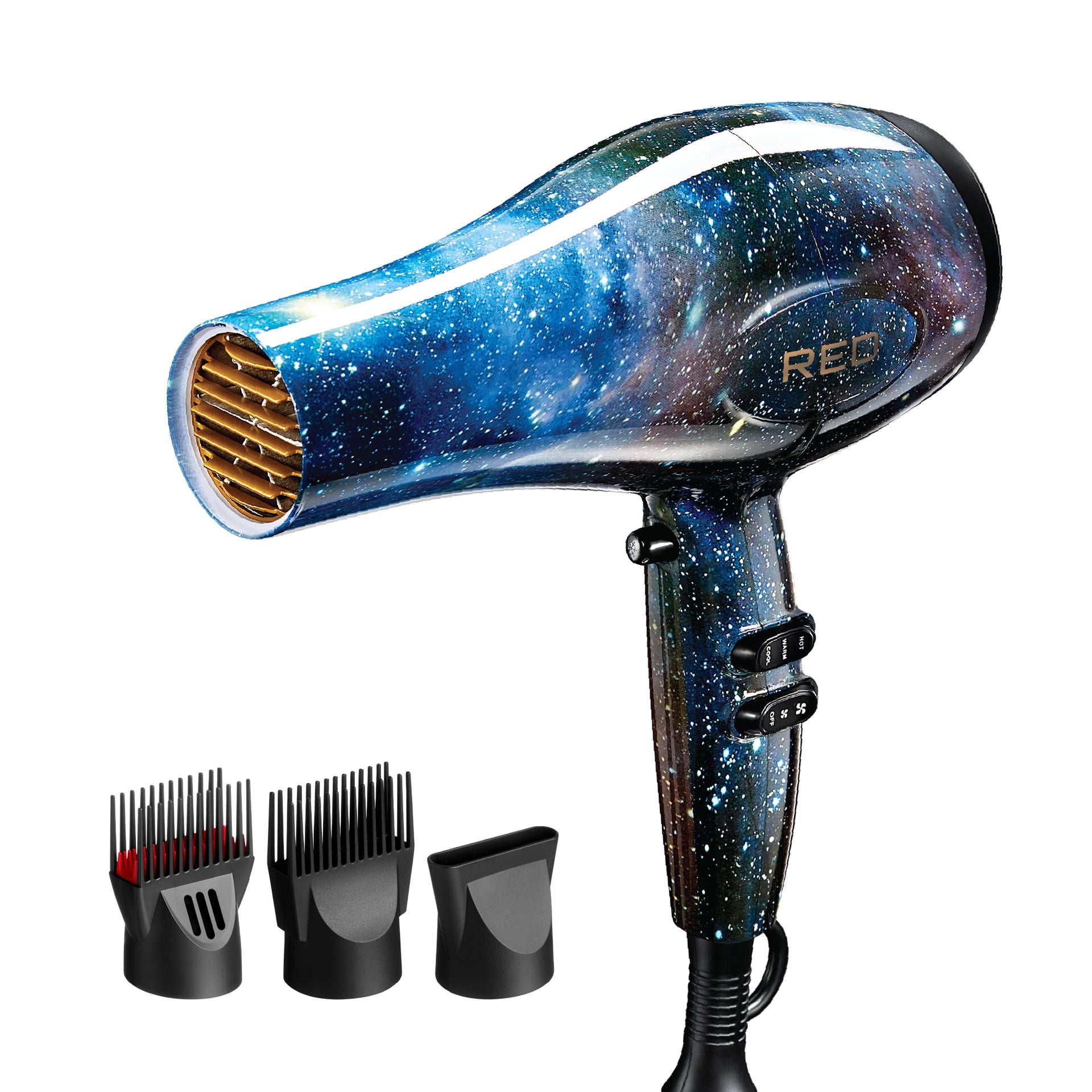 RED by KISS Designer Series 3200 Detangler Hair Dryer – Galaxy – one unit with included attachments