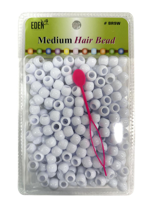Eden BR9 X-Large Blister Medium Round Hair Beads — White
