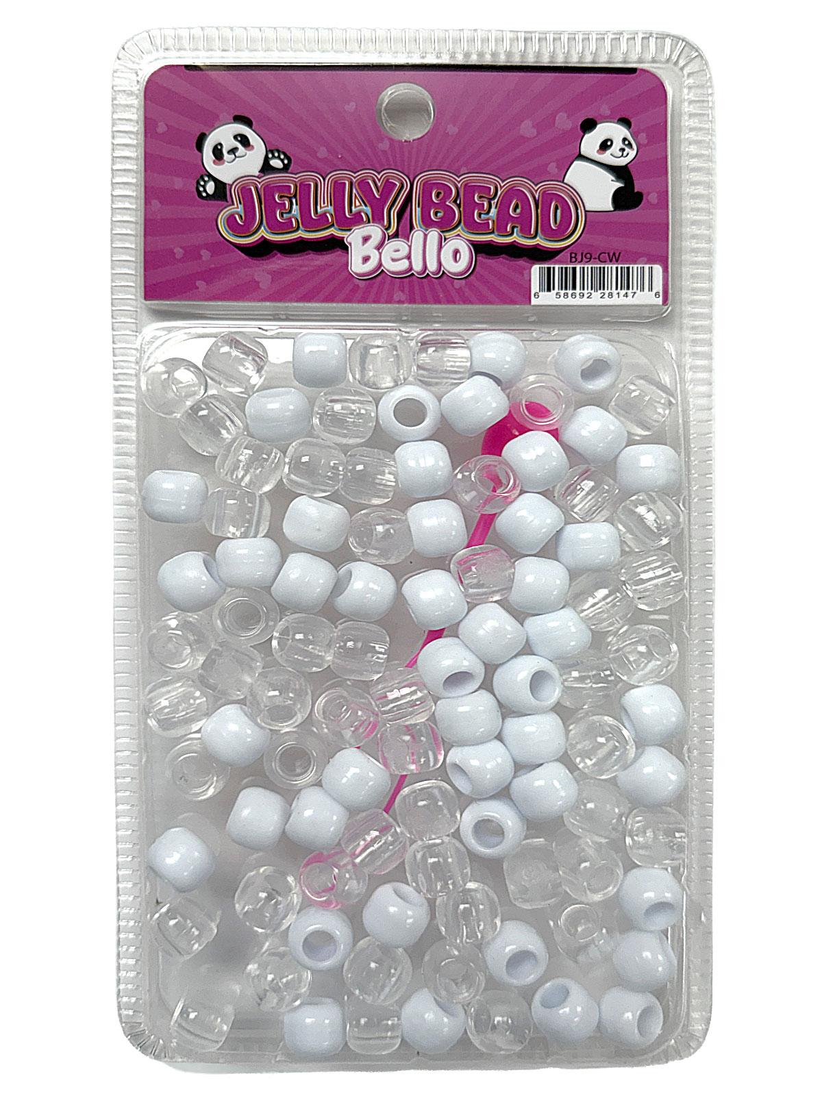 Eden Jelly Medium Round Hair Beads – Clear & White product image