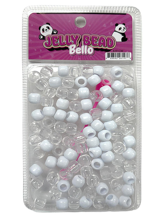 Eden Jelly Medium Round Hair Beads — Clear & White