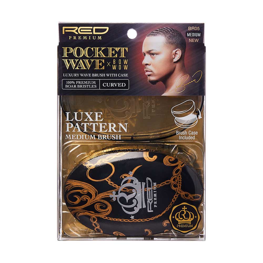 RED by KISS BOW WOW X Pocket Wave Medium Boar Brush with Case – Luxe Pattern product image
