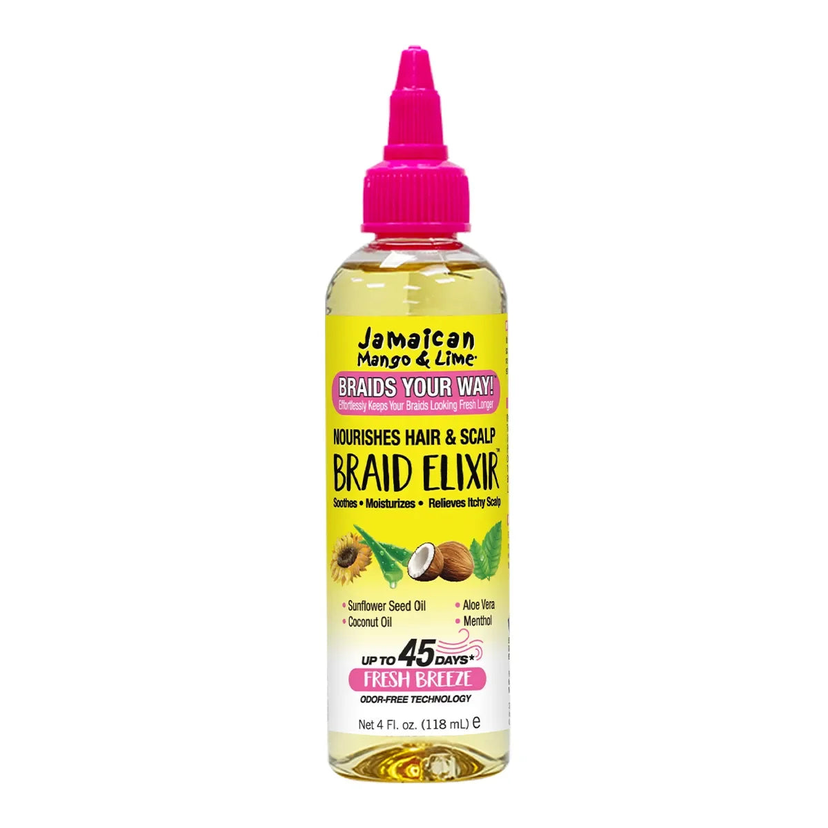 Jamaican Mango & Lime Braid Elixir 4 oz applicator bottle on white background