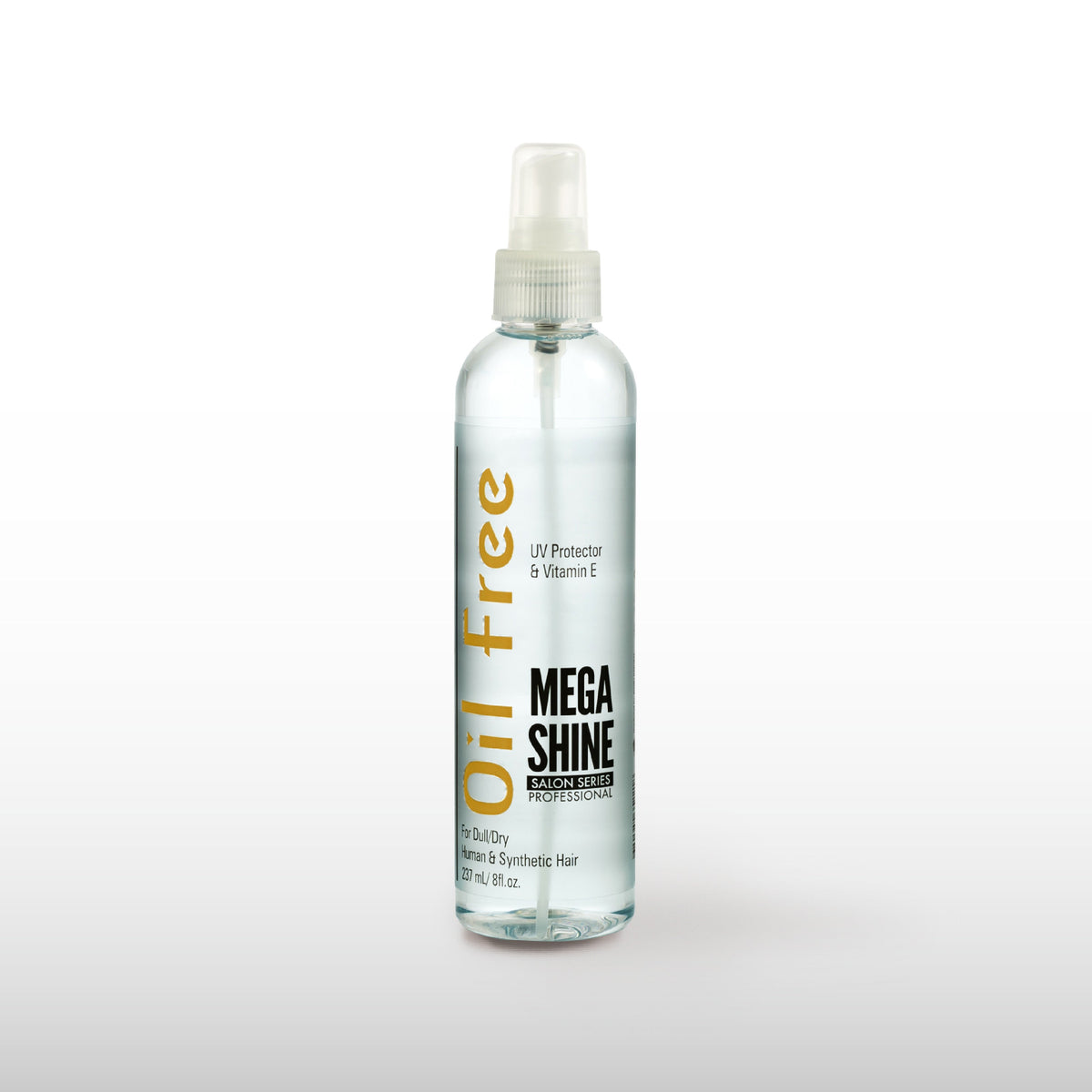 Bonfi Natural Oil-Free Mega Shine 8 oz spray bottle on white background