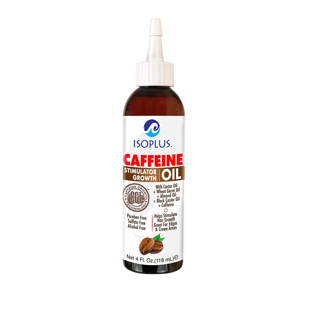 Isoplus Caffeine Stimulating Growth Oil 4 oz bottle on white background