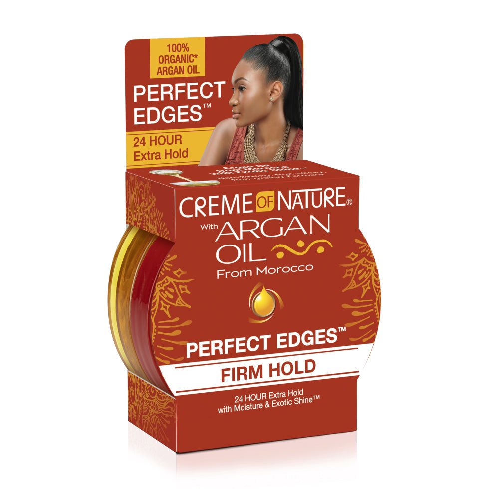 Crème of Nature Argan Oil Perfect Edges Firm Hold Edge Control 2.25 oz product on white background