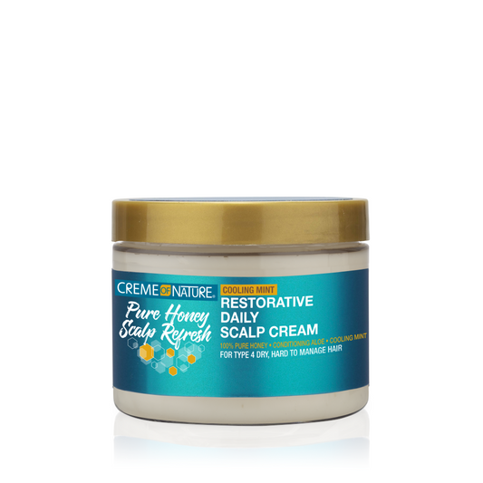 Crème of Nature Pure Honey Scalp Refresh Restorative Daily Scalp Cream 4.7 oz jar on white background