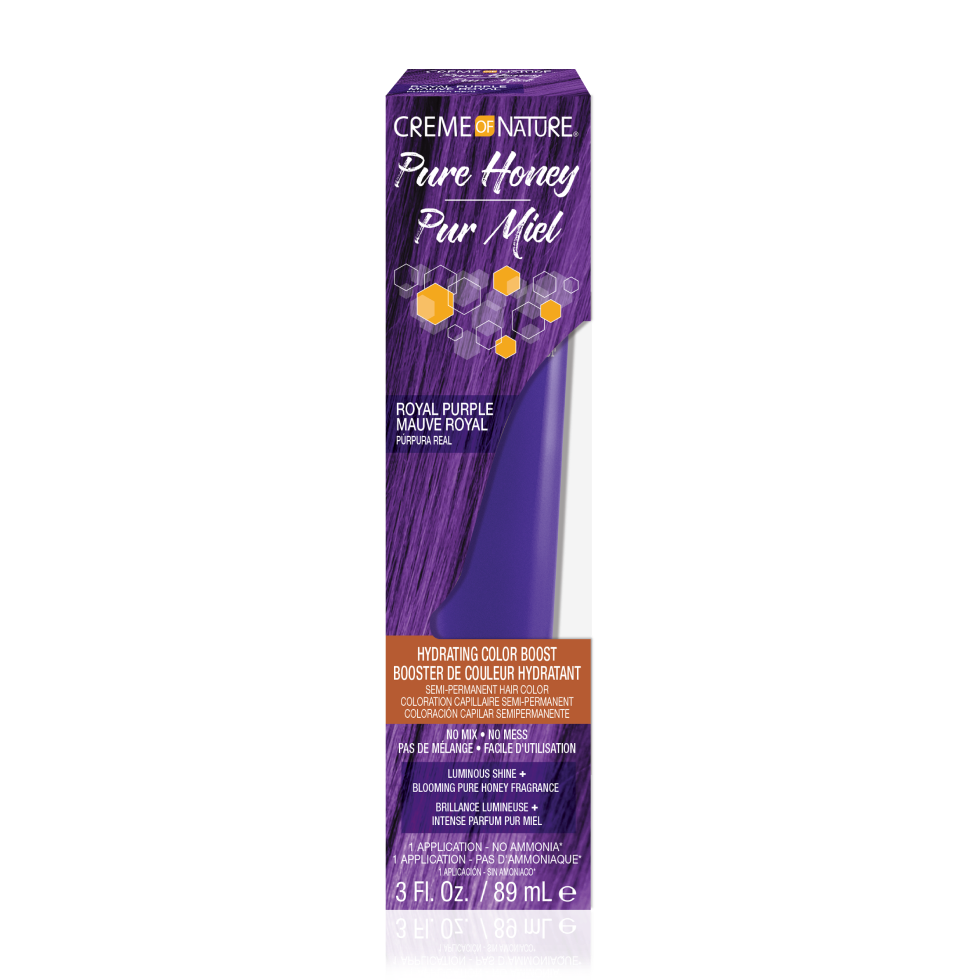 Crème of Nature Pure Honey Hydrating Color Boost Semi-Permanent Hair Color in Royal Purple on white background