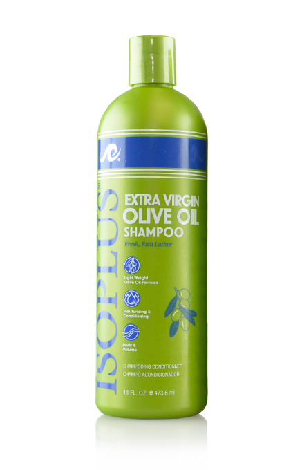 Isoplus Extra Virgin Olive Oil Shampoo 16 oz bottle on white background