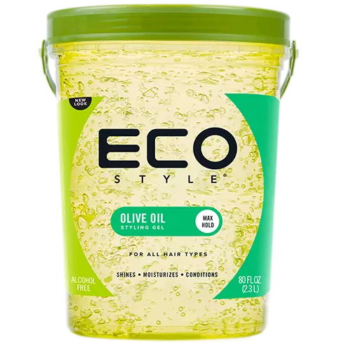 ECO Style Olive Oil Styling Gel 80 oz pail on white background