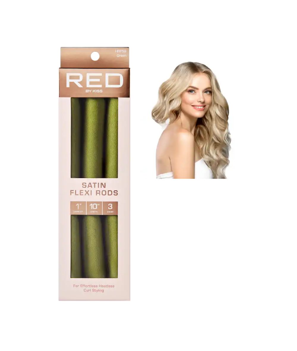 RED by KISS Silky Satin Flexi Rods - 10" - 1" - Dark Green - 3 pcs product image