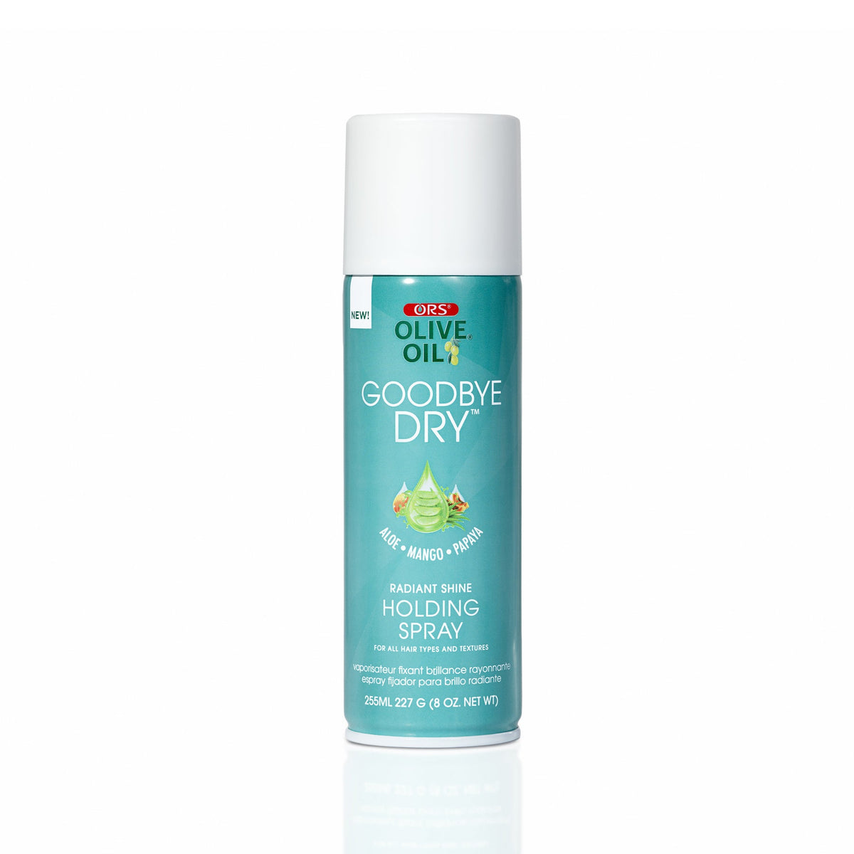 ORS Olive Oil Goodbye Dry Radiant Shine Holding Spray – 8 oz single can on white background