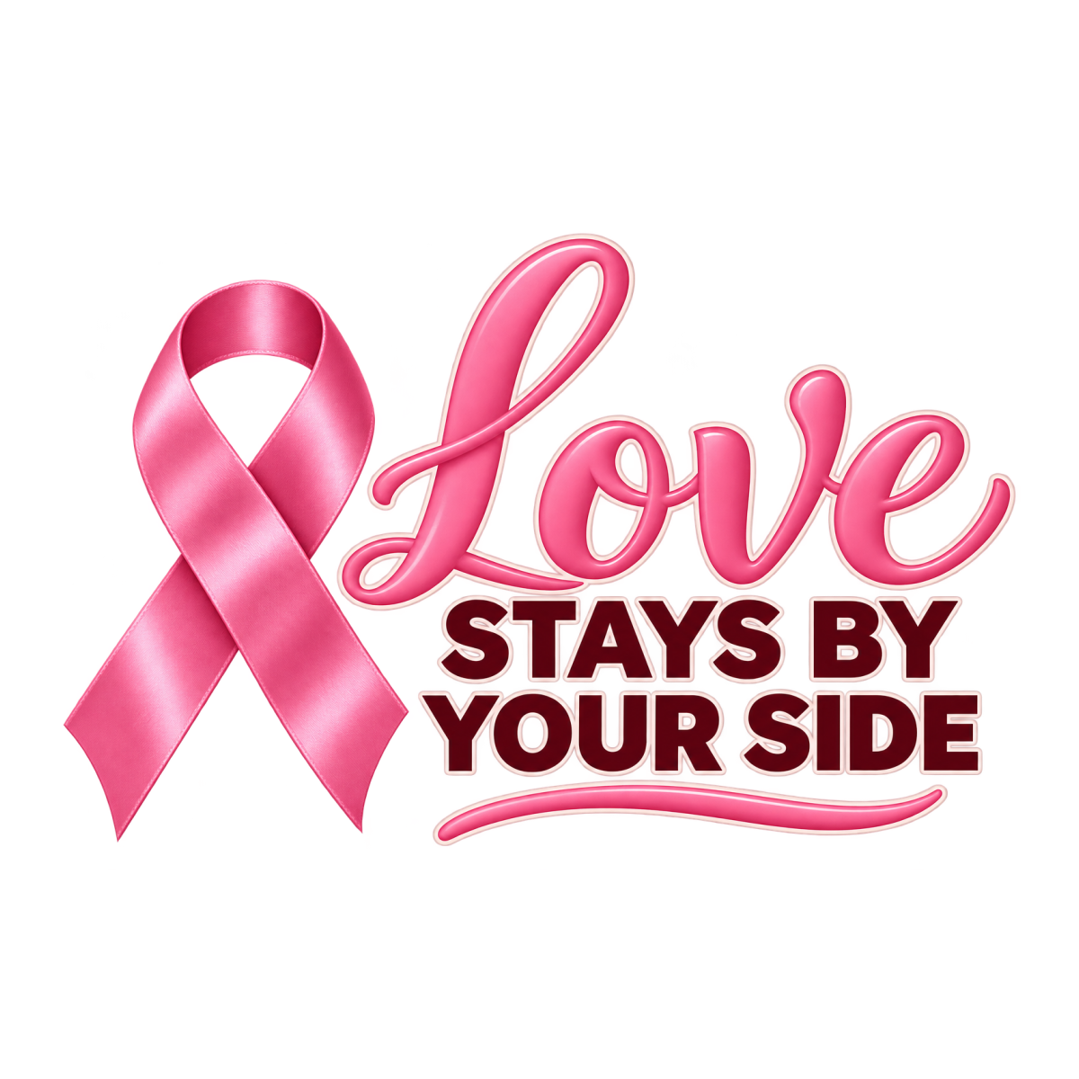 Love Stays By Your Side physical DTF transfer artwork preview; shirt not included