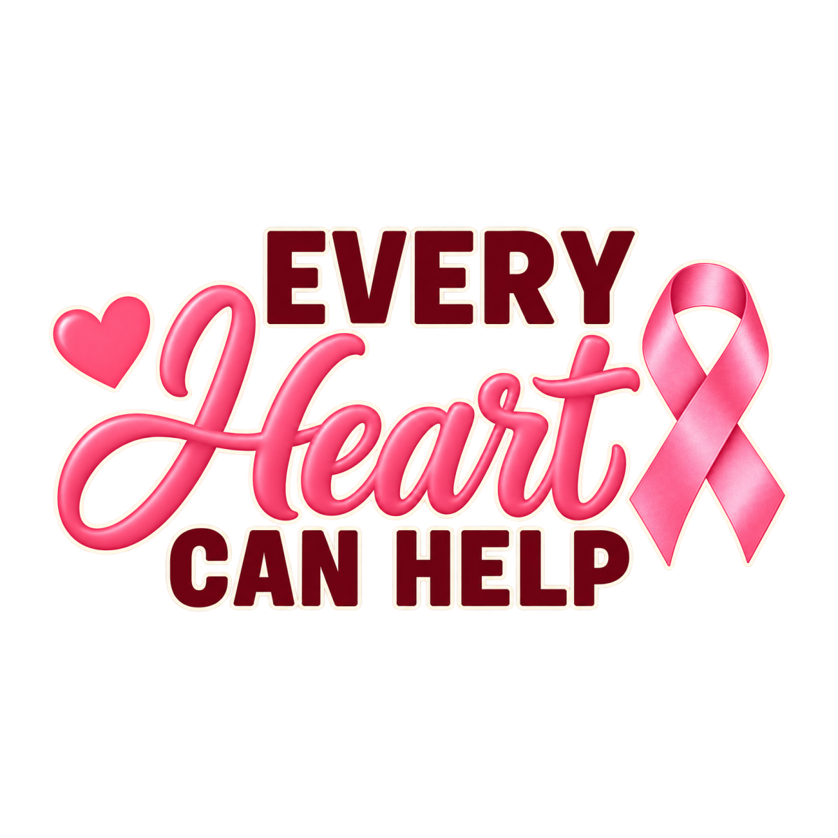 Every Heart Can Help physical DTF transfer artwork preview; shirt not included