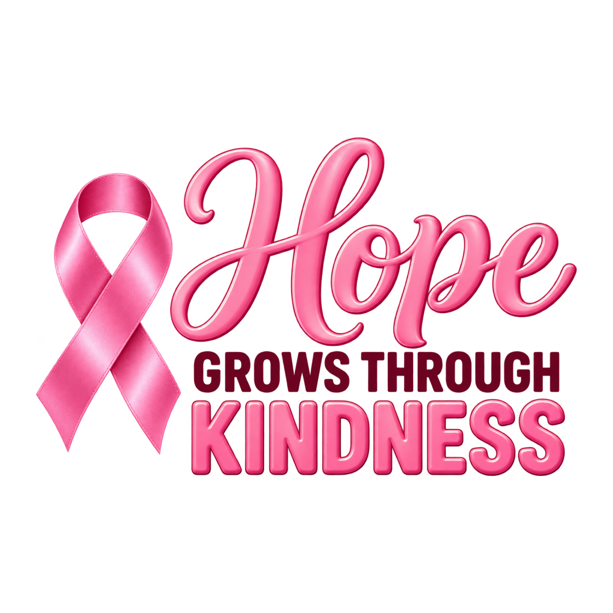 Hope Grows Through Kindness physical DTF transfer artwork preview; shirt not included