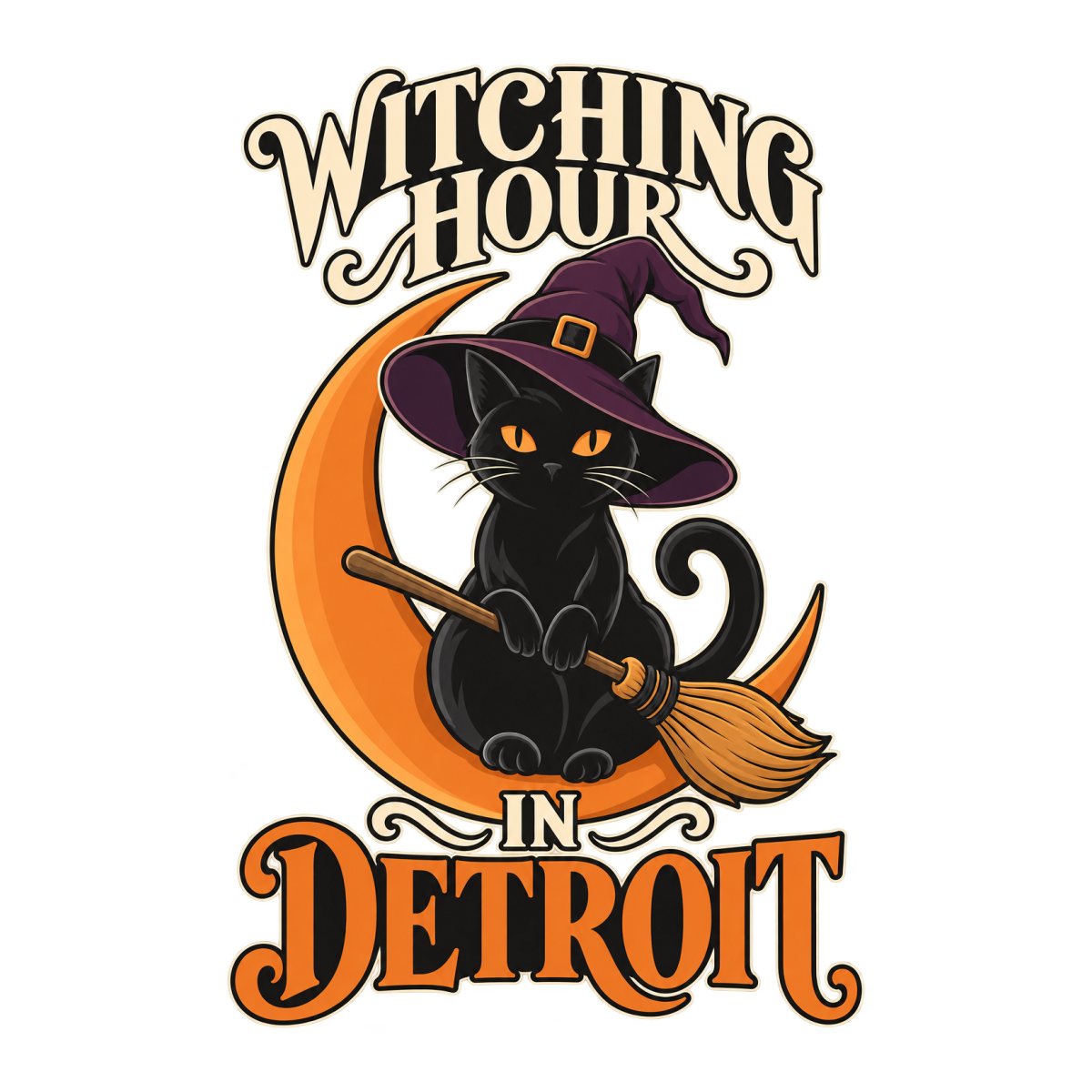 Witching Hour In Detroit physical DTF transfer artwork preview; shirt not included