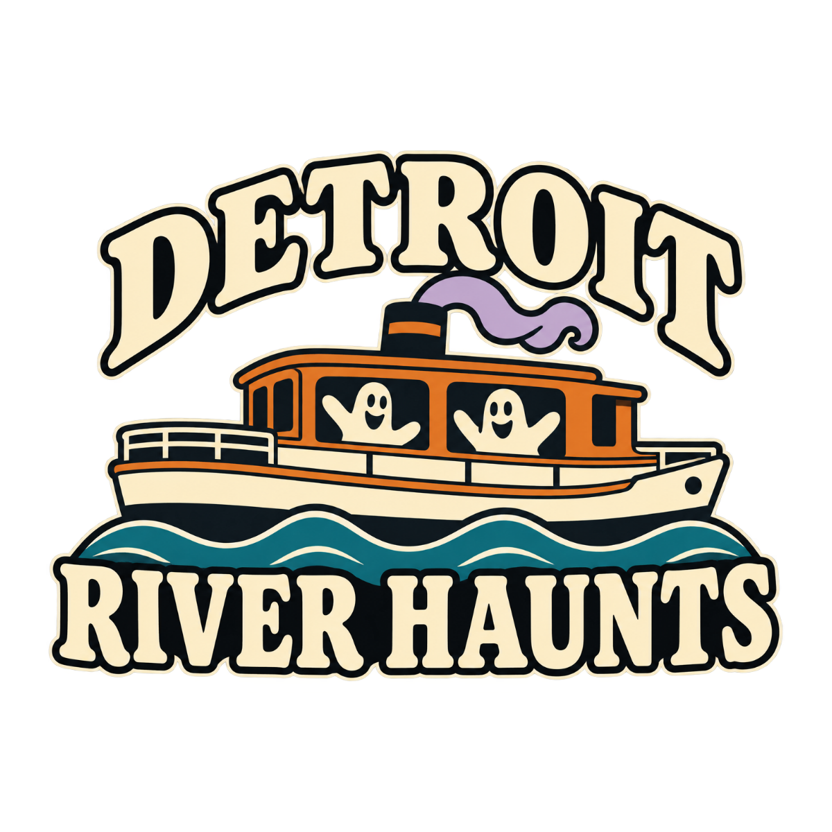 Detroit River Haunts physical DTF transfer artwork preview; shirt not included
