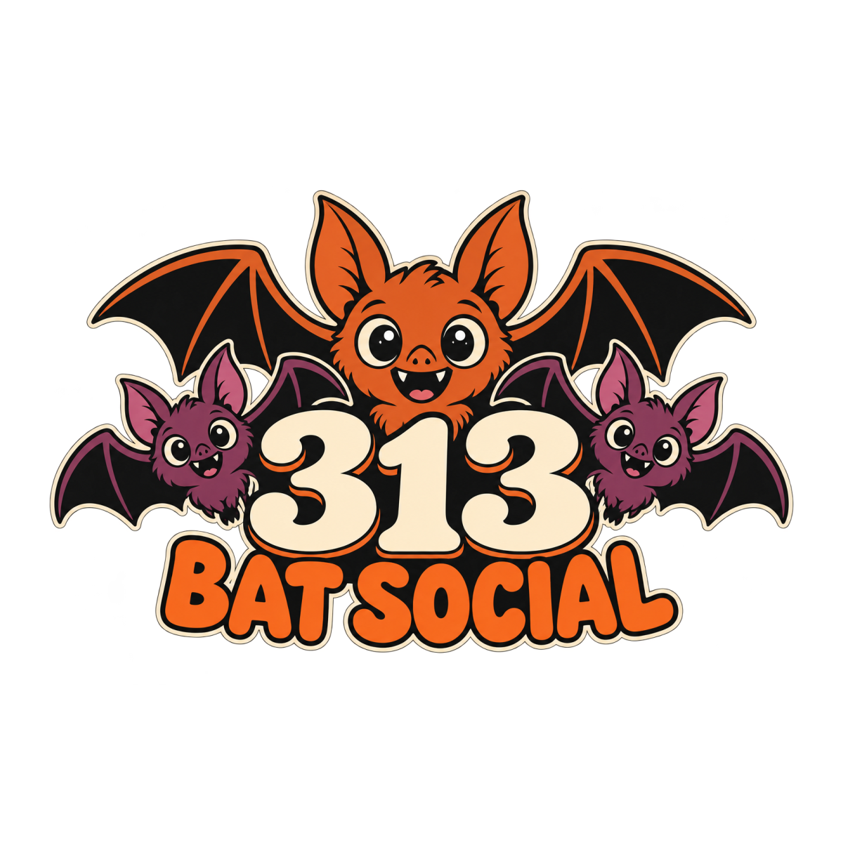 313 Bat Social physical DTF transfer artwork preview; shirt not included