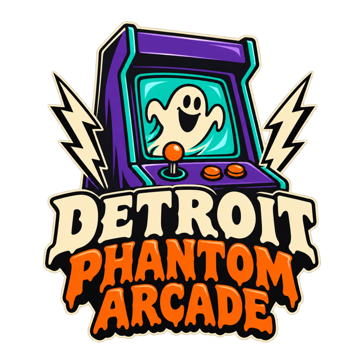 Detroit Phantom Arcade physical DTF transfer artwork preview; shirt not included