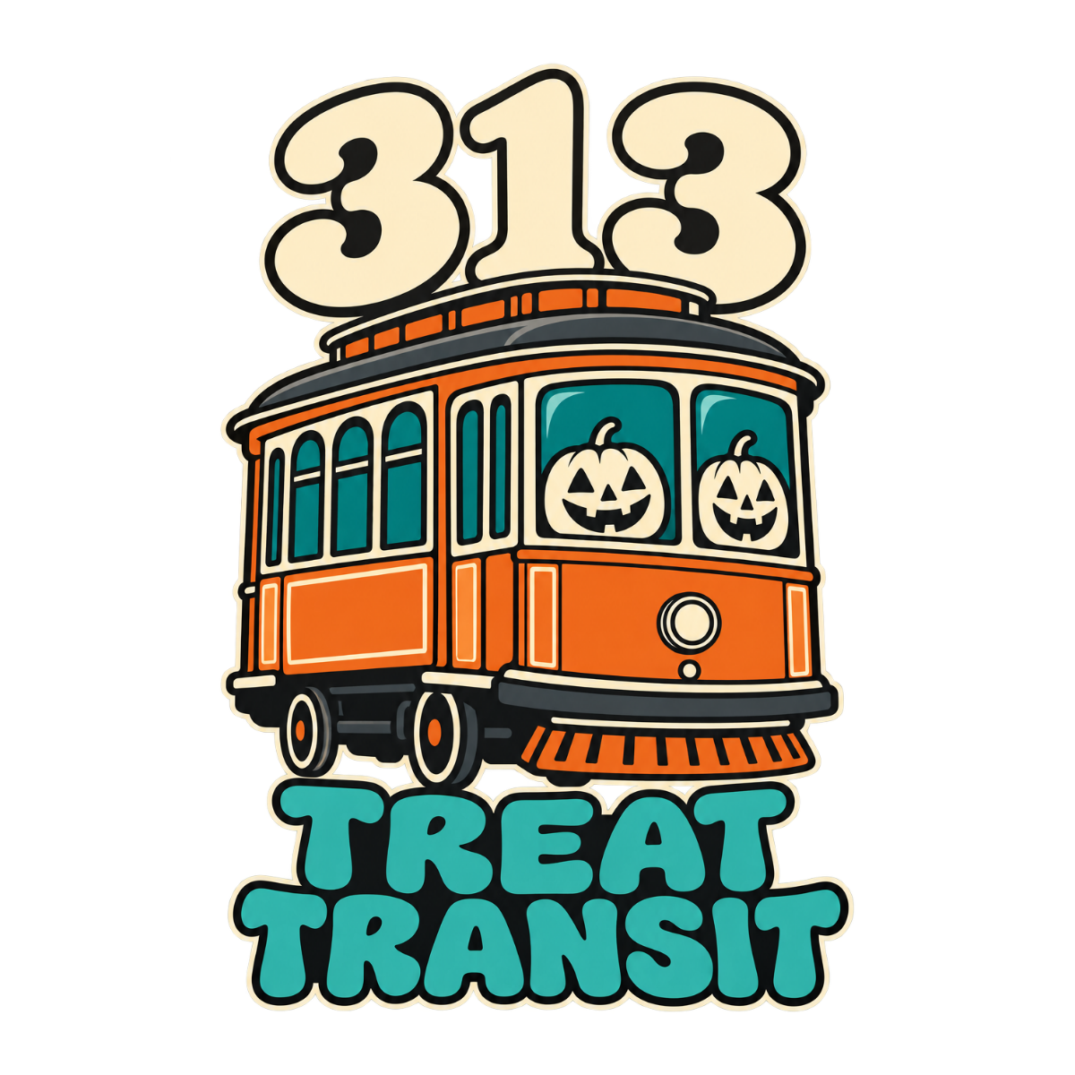 313 Treat Transit physical DTF transfer artwork preview; shirt not included