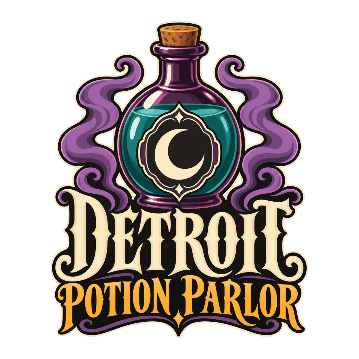 Detroit Potion Parlor physical DTF transfer artwork preview; shirt not included