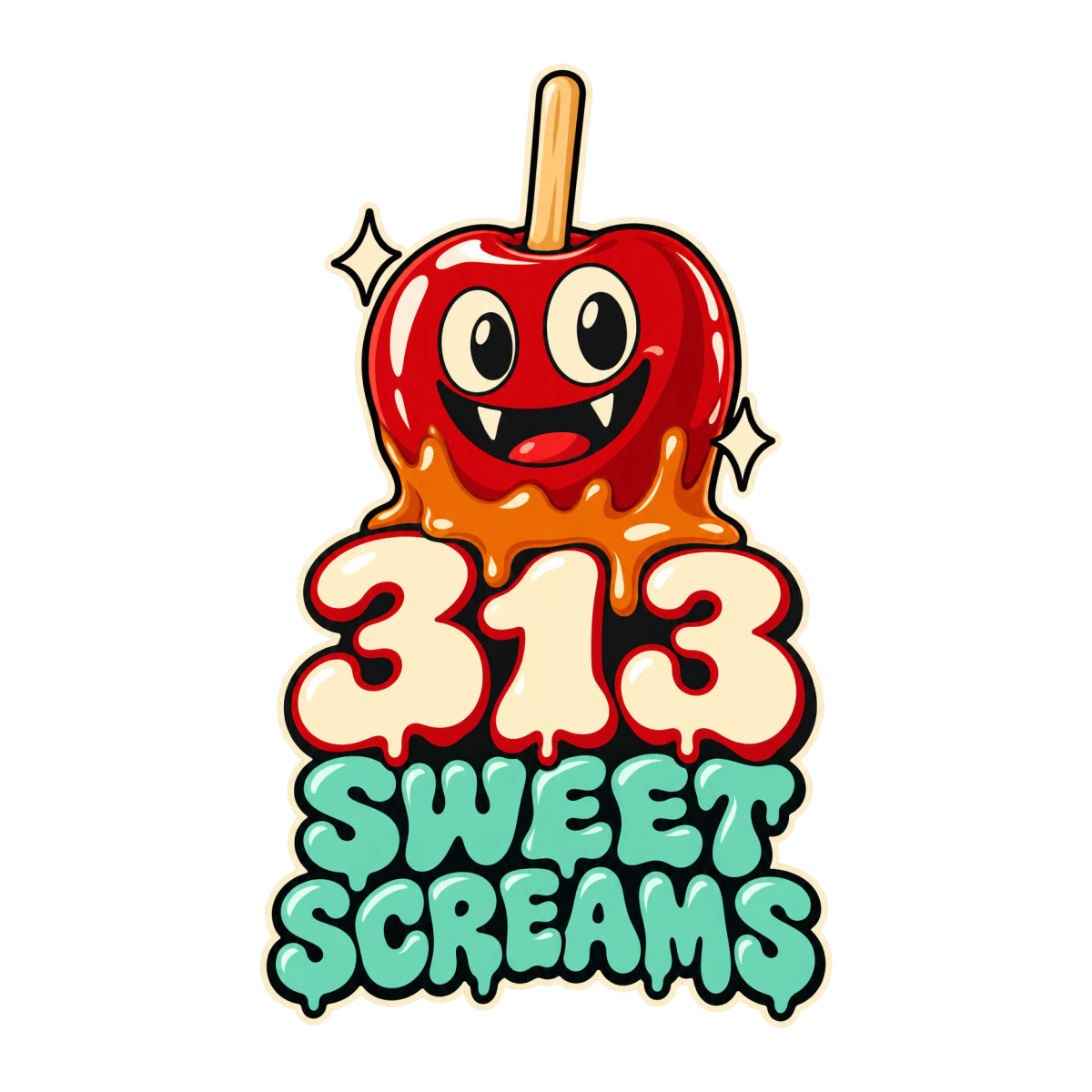 313 Sweet Screams physical DTF transfer artwork preview; shirt not included