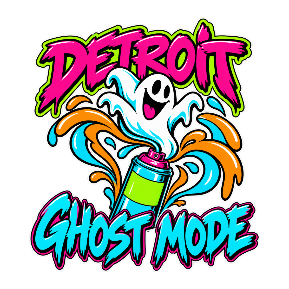 Detroit Ghost Mode physical DTF transfer artwork preview; shirt not included