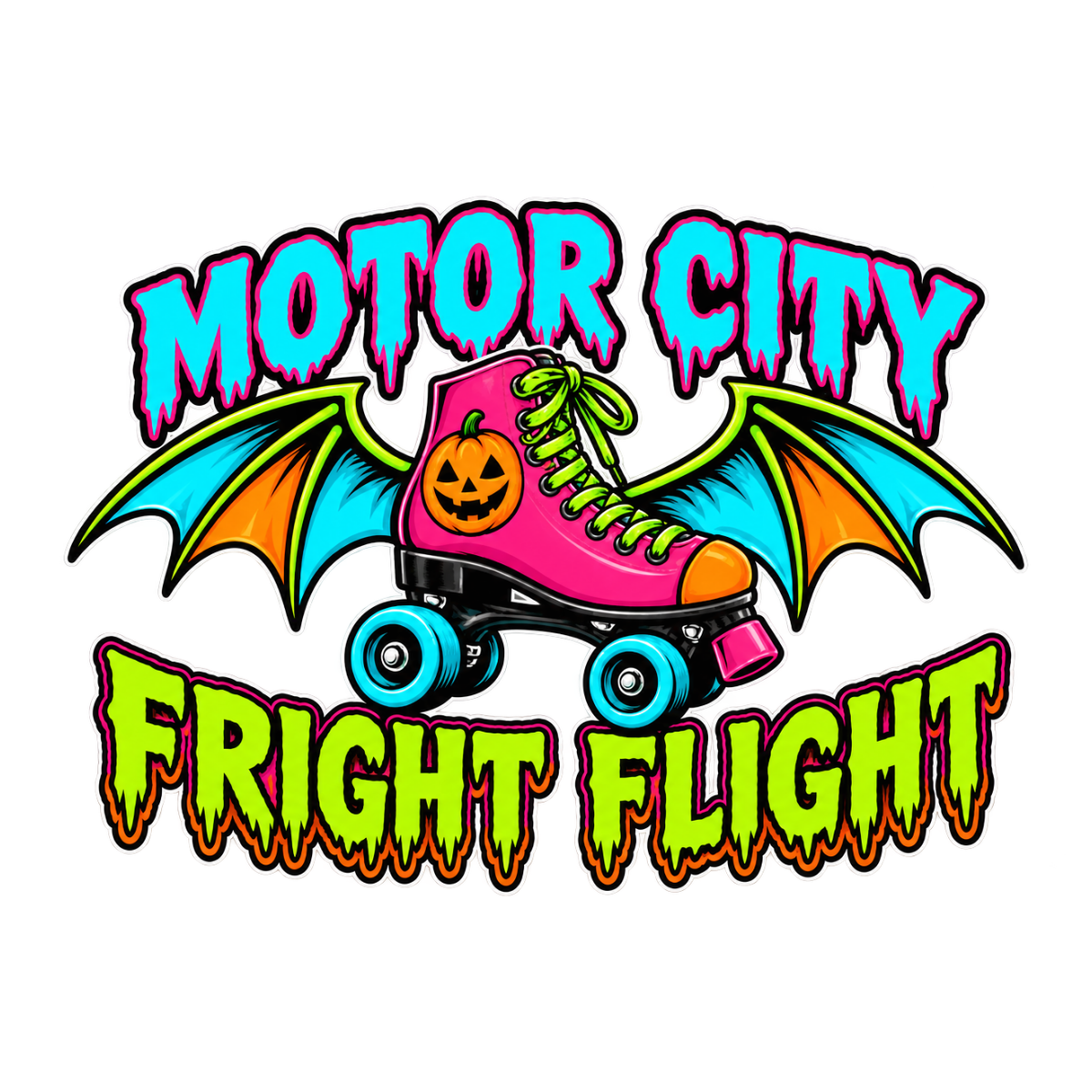 Motor City Fright Flight physical DTF transfer artwork preview; shirt not included